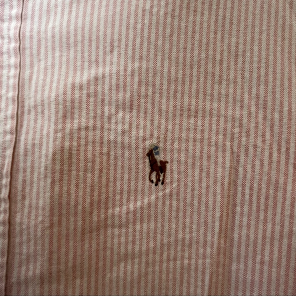 Ralph Lauren Men's 100% Cotton Button Down Shirt in Pink and White Stripes - Picture 3 of 7